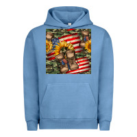 Pigment Pebble Blue usa flag with army boot seamless pattern Urban Hoodie - BundleAndBundleShop