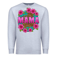 Heather Grey mama leopard background Premium Sweatshirt - texasbilliewilder