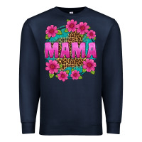 Navy mama leopard background Premium Sweatshirt - texasbilliewilder