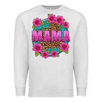 Oatmeal Heather mama leopard background Premium Sweatshirt - texasbilliewilder