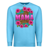 Ocean Blue mama leopard background Premium Sweatshirt - texasbilliewilder