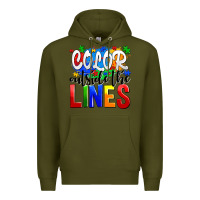 Army Green color outside the lines Premium Hoodie - AdoDesignShop