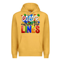 Mustard color outside the lines Premium Hoodie - AdoDesignShop