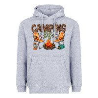 Heather Grey camping life Heavyweight Hoodie - texasbilliewilder