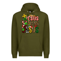 Army Green jesus jesus jesus Premium Hoodie - AdoDesignShop