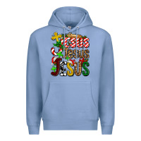 Colony Blue jesus jesus jesus Premium Hoodie - AdoDesignShop