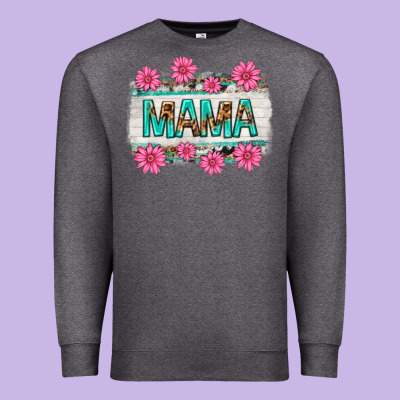 Mama Leopard With Turquoise Background Premium Sweatshirt Designed By Texasbilliewilder