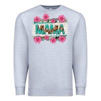 Heather Grey mama leopard with turquoise background Premium Sweatshirt - texasbilliewilder