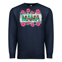 Navy mama leopard with turquoise background Premium Sweatshirt - texasbilliewilder