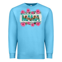 Ocean Blue mama leopard with turquoise background Premium Sweatshirt - texasbilliewilder