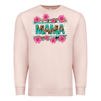 Pale Pink mama leopard with turquoise background Premium Sweatshirt - texasbilliewilder