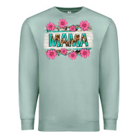 Seafoam mama leopard with turquoise background Premium Sweatshirt - texasbilliewilder