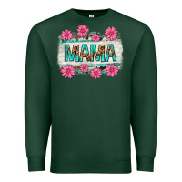 Sports Green mama leopard with turquoise background Premium Sweatshirt - texasbilliewilder