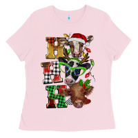Christmas Ho Ho Ho Cow Ladies Tee | Teevron