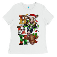 White Christmas ho ho ho cow Ladies Tee - BarkalooDesign