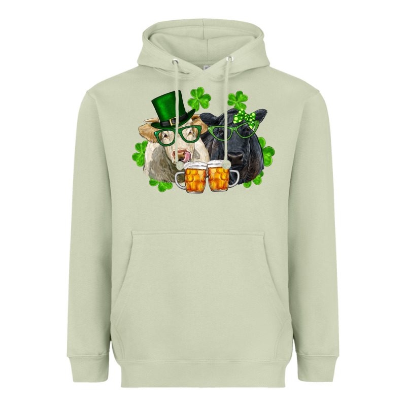 St. Patrick's Day Charolais And Black Angus Cows Heavyweight Hoodie by RanaPortraitStore | Teevron