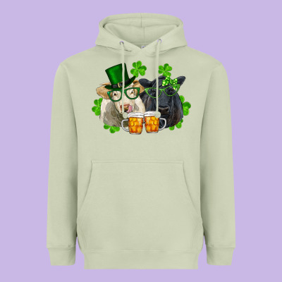 Heavyweight Hoodie St. Patrick's Day Charolais And Black Angus Cows