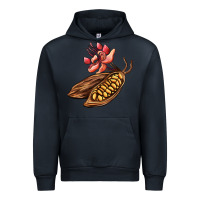 Navy cacao beans and flowers Urban Hoodie - AdoDesignShop