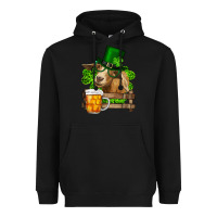 Black St. Patrick's Day Goat And Beer Heavyweight Hoodie - RanaPortraitStore