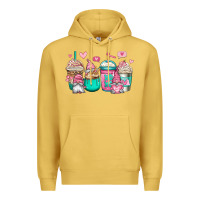 Antique Gold valentines day gnomes coffee cups Premium Hoodie - Jasminsmagicworld