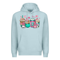 Blue Mist valentines day gnomes coffee cups Premium Hoodie - Jasminsmagicworld