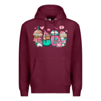 Burgundy valentines day gnomes coffee cups Premium Hoodie - Jasminsmagicworld