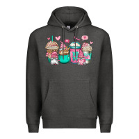 Charcoal Heather valentines day gnomes coffee cups Premium Hoodie - Jasminsmagicworld