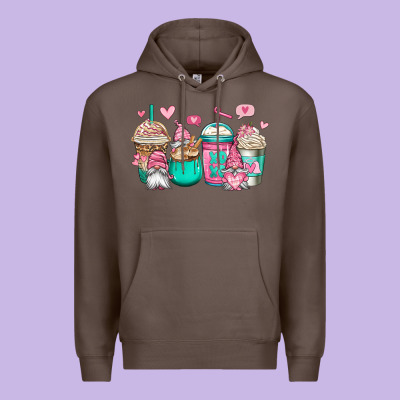 Valentines Day Gnomes Coffee Cups Premium Hoodie Designed By Jasminsmagicworld