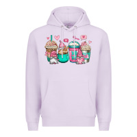 Lilac valentines day gnomes coffee cups Premium Hoodie - Jasminsmagicworld