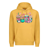 Mustard valentines day gnomes coffee cups Premium Hoodie - Jasminsmagicworld