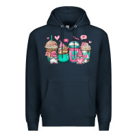 Navy valentines day gnomes coffee cups Premium Hoodie - Jasminsmagicworld