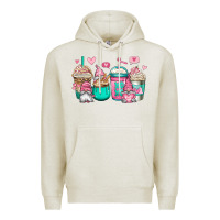Oatmeal Heather valentines day gnomes coffee cups Premium Hoodie - Jasminsmagicworld