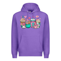 Purple valentines day gnomes coffee cups Premium Hoodie - Jasminsmagicworld