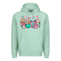 Seafoam valentines day gnomes coffee cups Premium Hoodie - Jasminsmagicworld