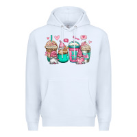 White valentines day gnomes coffee cups Premium Hoodie - Jasminsmagicworld