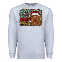 Heather Grey merry Christmas highland cow Premium Sweatshirt - RanaPortraitStore