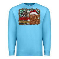 Ocean Blue merry Christmas highland cow Premium Sweatshirt - RanaPortraitStore