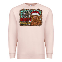 Pale Pink merry Christmas highland cow Premium Sweatshirt - RanaPortraitStore
