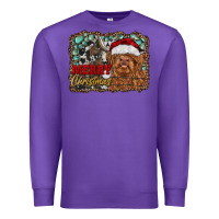 Purple merry Christmas highland cow Premium Sweatshirt - RanaPortraitStore