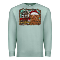 Seafoam merry Christmas highland cow Premium Sweatshirt - RanaPortraitStore