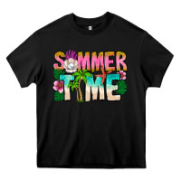 Black Summer Time Heavy Core Tee - CowhideDigitalArt