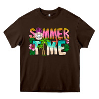Chocolate Brown Summer Time Heavy Core Tee - CowhideDigitalArt