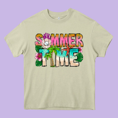 Summer Time Heavy Core Tee Designed By Cowhidedigitalart