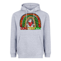 Heather Grey juneteenth rainbow Heavyweight Hoodie - Zillion Design Studio