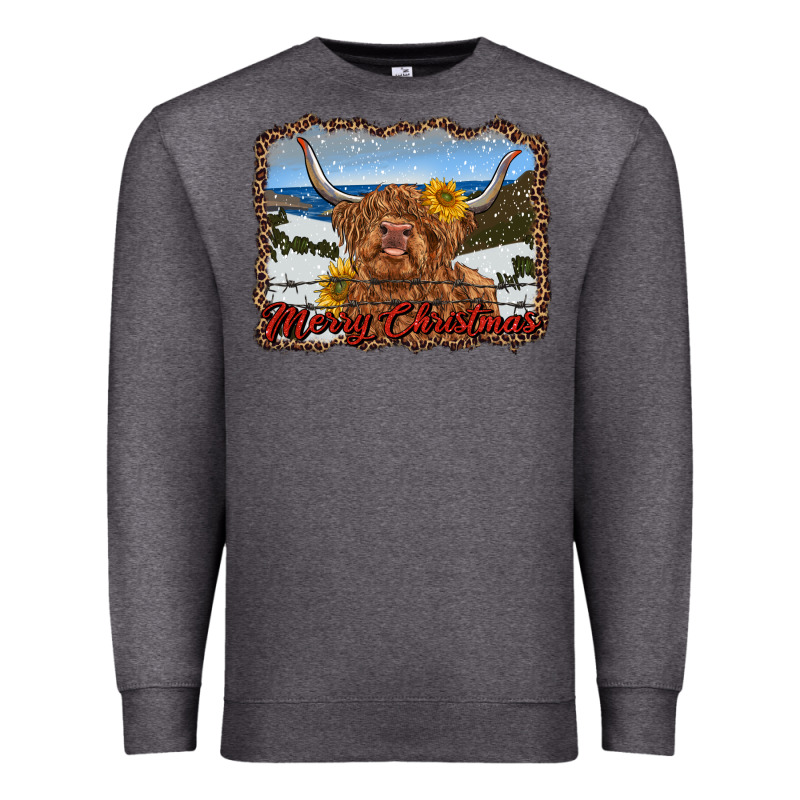 Merry Christmas Highland Cow With Farm Premium Sweatshirt by RanaPortraitStore | Teevron