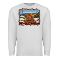 Dove Grey merry christmas highland cow with farm Premium Sweatshirt - RanaPortraitStore