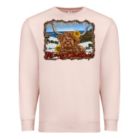 Pale Pink merry christmas highland cow with farm Premium Sweatshirt - RanaPortraitStore