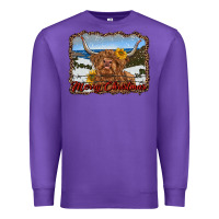 Purple merry christmas highland cow with farm Premium Sweatshirt - RanaPortraitStore