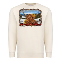 Sandshell merry christmas highland cow with farm Premium Sweatshirt - RanaPortraitStore
