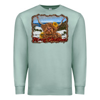 Seafoam merry christmas highland cow with farm Premium Sweatshirt - RanaPortraitStore